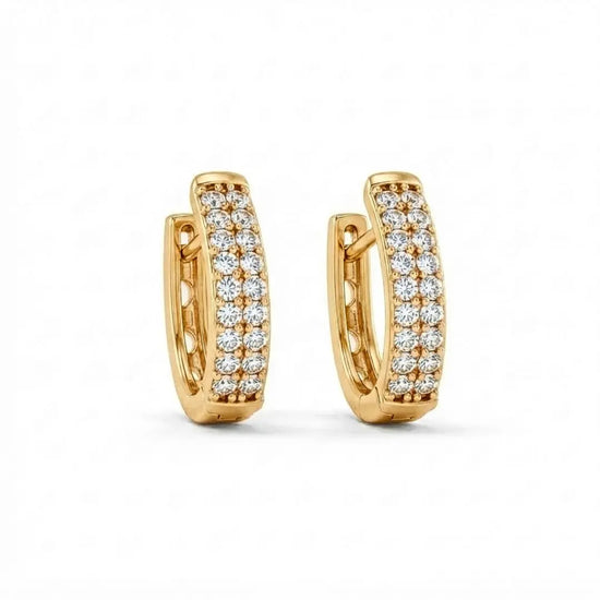 18K Gold Filled Diamond Huggie Earrings – 12mm Delicate Pavé Crystal Mini Hoop Earrings for Women