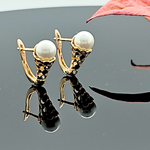 Load image into Gallery viewer, 18K Gold Filled Huggie Earrings with Cubic Zirconia & Pearl