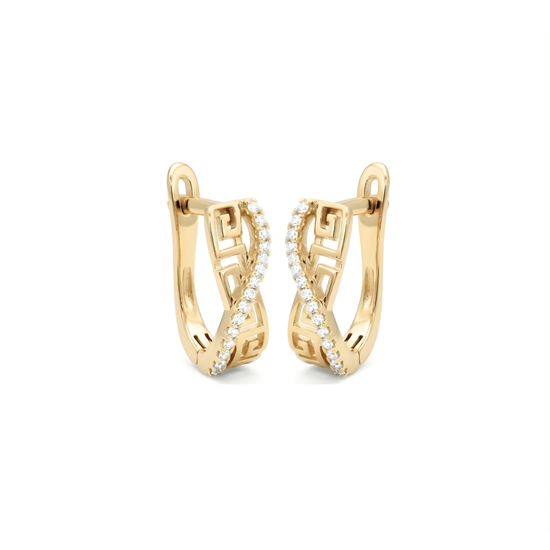 18K Gold Filled Filigree Marquise Wave CZ Huggie Earrings – Openwork Filigree Teardrop Hoop Earrings for Women