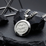 Load image into Gallery viewer, Silver Rhodium Plated Full Sovereign Pendant Necklace 1913