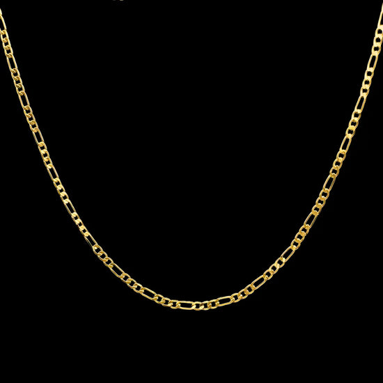18K Gold Filled Classic Figaro Link Chain Necklace – Flat-Bevel Gold Chain for Men & Women