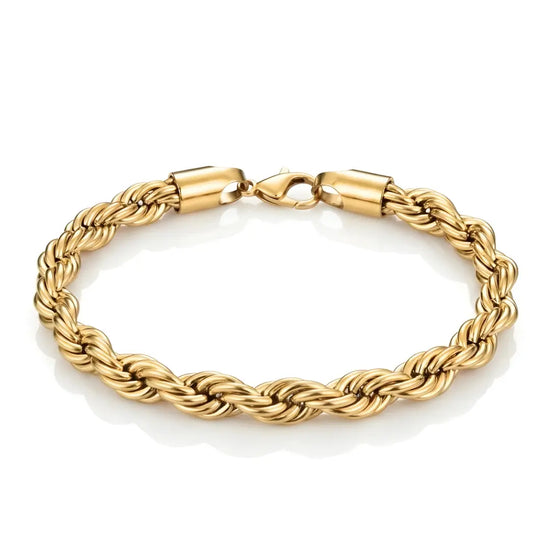 18K Gold Filled Rope Chain Bracelet – Classic Twisted Gold Wrist Bracelet for Men & Women