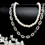 Load image into Gallery viewer, Silver Large Links Chain Duo Necklace