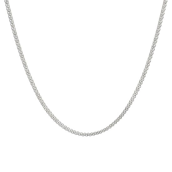 Silver Rhodium Plated Interlinked Chain Necklace (50cm x 6mm) – Textured Interlocking Link Silver Collar Chain for Men & Women