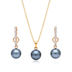 Load image into Gallery viewer, 18K Gold Filled Hawaiian Grey Pearl Set