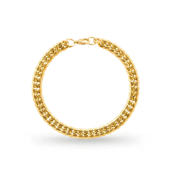 18K Gold Filled Classic Cuban Curb Link Bracelet – Flat-Bevel Gold Statement Bracelet for Men & Women