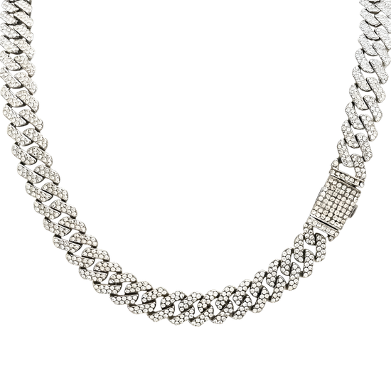 Silver Iced-Out Cuban Link Chain 55cm x 14mm
