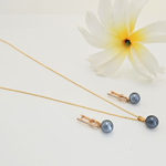 Load image into Gallery viewer, 18K Gold Filled Hawaiian Grey Pearl Set