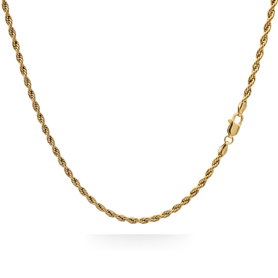 18K Gold Filled Classic Diamond-Cut Rope Chain Necklace (50cm x 6mm) – Heavyweight Twisted Gold Chain for Men & Women