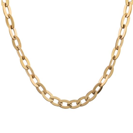 18K Gold Filled Large Oval Link Chain Necklace – Chunky Flat-Bevel Paperclip Cable Chain for Women & Men