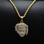 Load image into Gallery viewer, Gold Filled Micro Paved Face Rhinestone Pendant Necklace