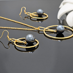 Load image into Gallery viewer, 18K Gold Filled Grey Pearl Set