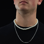 Load image into Gallery viewer, Silver Rhodium Plated Chain & Pearl Duo