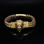Load image into Gallery viewer, 18K Stainless Steel Tarnish Proof Men's Lion Head Cuff Bracelet