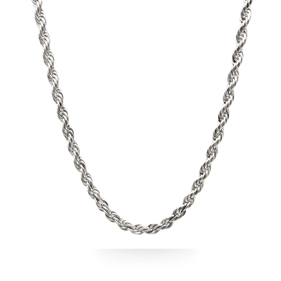 Stainless Steel Silver Rope Chain Necklace 50cm 12mm