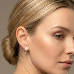 Load image into Gallery viewer, 18K Gold Filled Huggie Earrings with Cubic Zirconia & Pearl