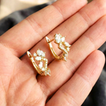 Load image into Gallery viewer, Mixed Cut Diamonds & CZ Huggee Earrings