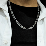 Load image into Gallery viewer, Silver Rhodium Plated 6MM Figaro Chain