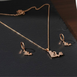 Load image into Gallery viewer, 18K Rose Gold Filled LOVE Pendant Necklace With Earrings