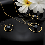 Load image into Gallery viewer, 18K Gold Filled Grey Pearl Set