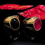 Load image into Gallery viewer, Mens Onyx Rings In Black & Red Stone