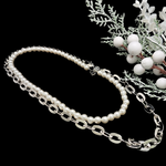 Load image into Gallery viewer, Silver Large Links Chain Duo Necklace