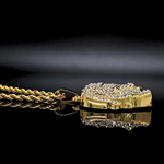 Load image into Gallery viewer, Gold Filled Micro Paved Face Rhinestone Pendant Necklace