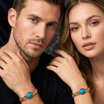 Load image into Gallery viewer, 18K Gold Filled Curb Cuban Link Bracelet with Blue Stone