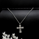 Load image into Gallery viewer, Silver Rhodium Plated Cross with CZ