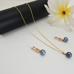 Load image into Gallery viewer, 18K Gold Filled Hawaiian Grey Pearl Set
