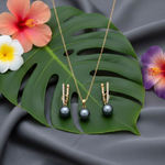 Load image into Gallery viewer, 18K Gold Filled Hawaiian Grey Pearl Set