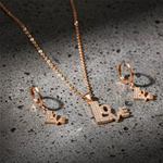 Load image into Gallery viewer, 18K Rose Gold Filled LOVE Pendant Necklace With Earrings