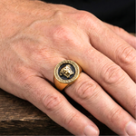 Load image into Gallery viewer, Gold Imperial Crest Ring – Premium Men’s Luxury Statement Jewelry
