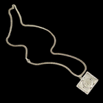 Load image into Gallery viewer, Silver Rhodium Plated Square Sovereign Pendant with CZ