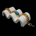 Load image into Gallery viewer, 18K Gold Filled Curb Cuban Link Bracelet with Blue Stone