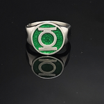 Load image into Gallery viewer, Silver Green Emerald Emblem Ring