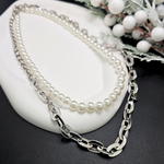 Load image into Gallery viewer, Silver Large Links Chain Duo Necklace