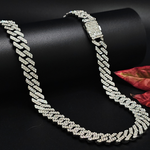 Load image into Gallery viewer, Silver Rhodium Plated Iced-Out Cuban Link Chain