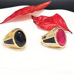Load image into Gallery viewer, Mens Onyx Rings In Black & Red Stone
