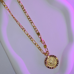 Load image into Gallery viewer, Gold Filled Customized Replica Tarnish Proof Full Sovereign Pendant Necklace With Ruby & CZ