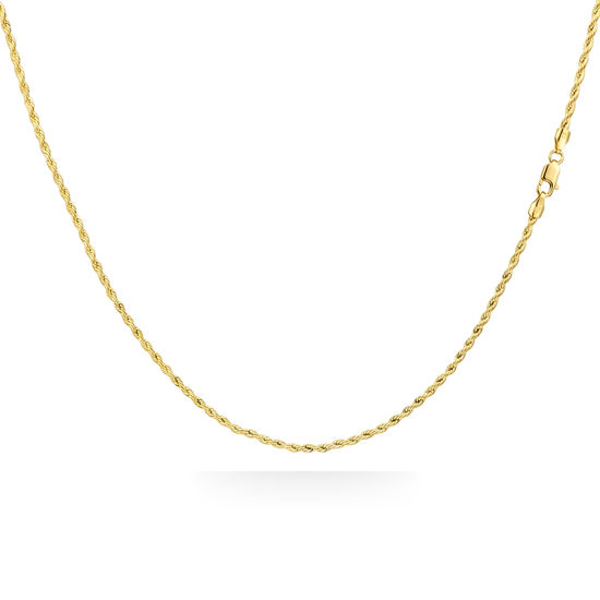 18K Gold Filled Thin Diamond-Cut Rope Chain Necklace (60cm x 2mm) – Dainty Twisted Gold Chain for Men & Women