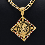 Load image into Gallery viewer, 18K Gold Filled Square Sovereign Pendant Necklace