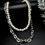 Load image into Gallery viewer, Silver Large Links Chain Duo Necklace