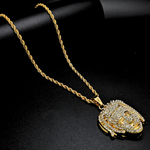 Load image into Gallery viewer, Gold Filled Micro Paved Face Rhinestone Pendant Necklace