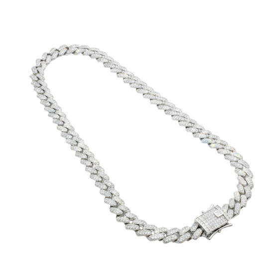 Silver Iced Out Cuban Link Chain