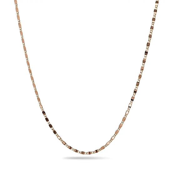 18K Rose Gold Filled Alternating Link Chain Necklace – 60cm Length, Tarnish-Proof Waterproof Disc Station Chain