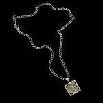 Load image into Gallery viewer, Silver Rhodium Plated Square Sovereign Pendant Necklace