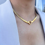 Load image into Gallery viewer, 18K Gold Fileld Heart Cuban Link Necklace