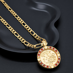 Load image into Gallery viewer, Gold Filled Customized Tarnish Proof Full Sovereign Pendant Necklace With Ruby & CZ