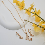 Load image into Gallery viewer, 18K Rose Gold Filled LOVE Pendant Necklace With Earrings